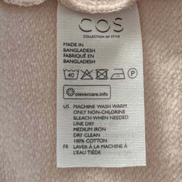 COS 100% Cotton Crewneck Tunic  Relaxed Sweatshirt Dress w/Pockets Peach Pink XS - Picture 5 of 7